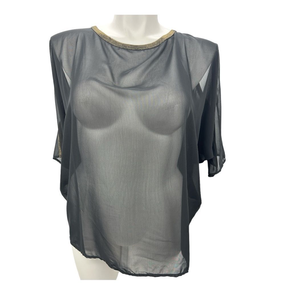 BKE black chiffon cold shoulder V back top